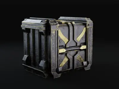 SCI-FI Dark Gold Chest PBR Low-poly 3D model
