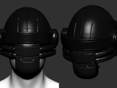 helmet high poly sculpt 3d printable 3D model 5