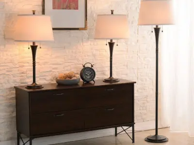 Herrin 3 Piece Floor and Table Light Lamp Set 3D model