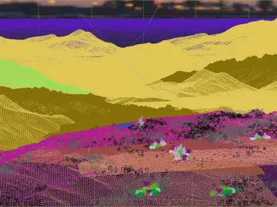 Overlooking the mountain at night 3D model