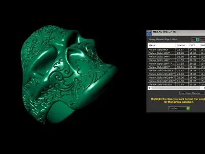 Light Gold Diamond Men Ring 2MR050 3D model