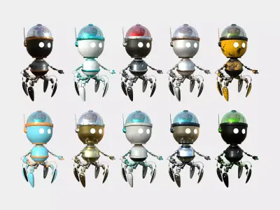 10 Brain Robots G Collection - SciFi Character Design 3D Model Pack