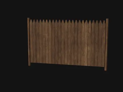 Wooden Fence Low-poly 3D model