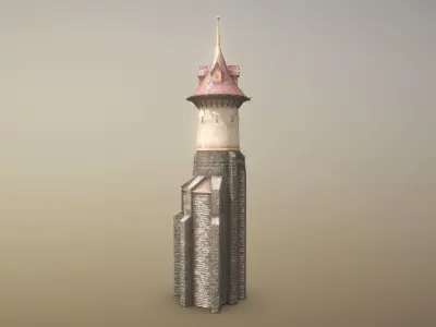 Medieval DRAGON Tower 06 Low-poly 3D model