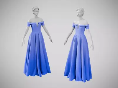 Dress 08 Very Light Blue Low-poly 3D model