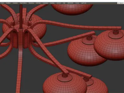 Oval Balls Mushrooms Chandelier Low-poly 3D model