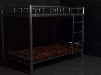 Prison Bunk Bed Low-poly 3D model