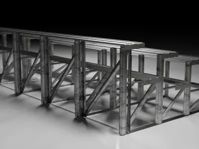 Bleachers set of metal 3D model