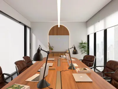 Minimalistic and Simple Coworking Space Home Office Low-poly 3D model