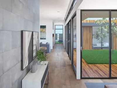 Modern Interior Exterior Courtyard House 3D model