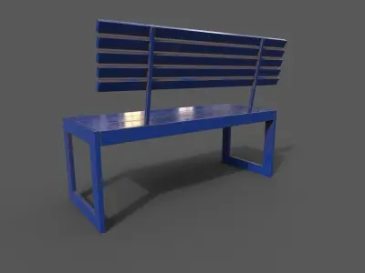 Street Bench Low-poly 3D model