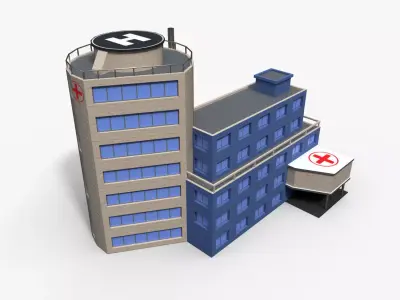 Cartoon Hospital Low-poly 3D model buy
