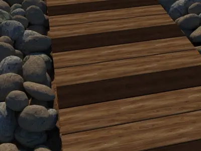 pebble and wooden road 3D model