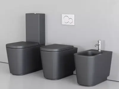 Galassia Meg11 bidet and toilet Low-poly 3D model