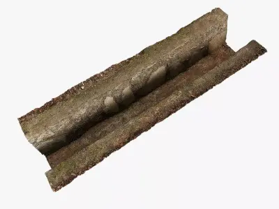 Anydrafts Street gutter 01 Low-poly 3D model