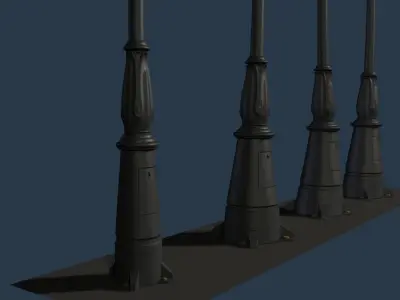 Streetlamp four street lamps 3D model