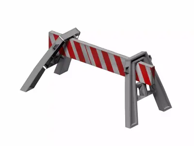 Red-white strip plastic barricade Low-poly 3D model