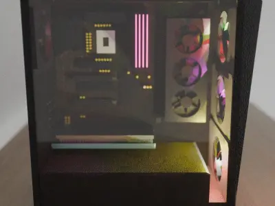 Gaming PC with RGB lighting Low-poly 3D model