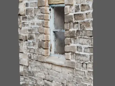 Wall of an ancient built in the times of Medieval  3D model