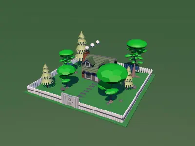 Forest House  Low-poly 3D model