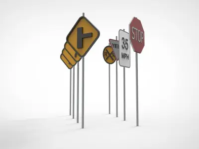Traffic signs 3D model