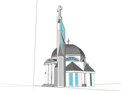 Architecture-Religion-God-Culture-Temple-069 church with cros... 3D model