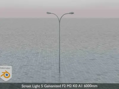 Street Light 5 Galvanized F2 M2 K0 A1 6000mm Low-poly 3D model