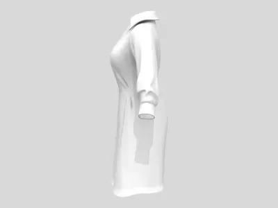 Long Sleeve Buttoned Up White Shirt Dress Low-poly 3D model