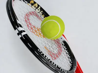 Tennis Racket and Ball03 Low-poly 3D model