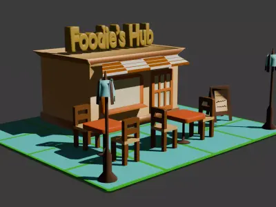 Low Poly Shop 3D Model Low-poly 3D model