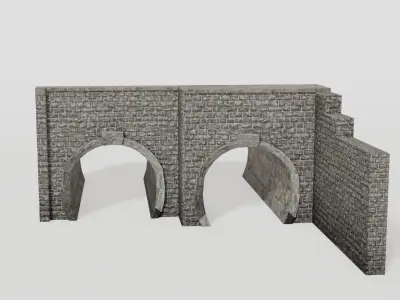 Double railway tunnel Low-poly 3D model