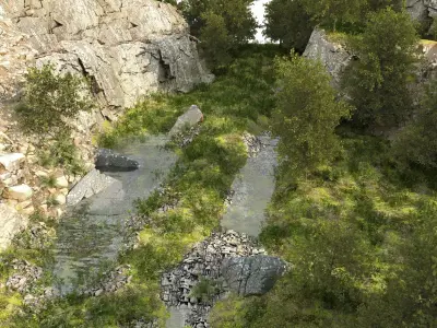 Rocky forest scene A 3D model