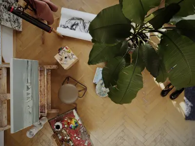 The Artist House interior project 3d Model - Cinema4d- Corona 3D 3D model