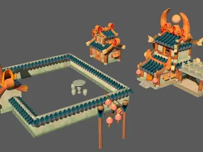 Cartoon Fantasy Architecture 3D model