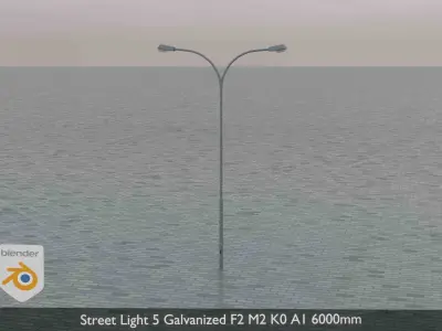 Street Light 5 Galvanized F2 M2 K0 A1 6000mm Low-poly 3D model