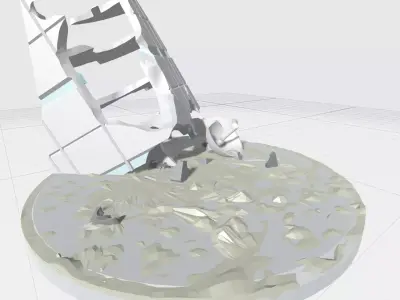 -MBS01F-AM Mecha Battle Scene 01 Building Aftermath 3D print model