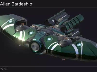 Ankla Alien Battleship Low-poly 3D model