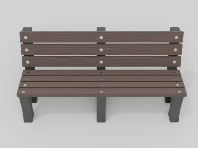 Outdoor Wooden Bench 2 Low-poly 3D model