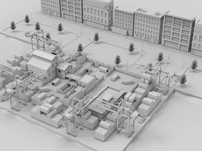 Dockyard Environment - Mobile Optimized for Games Low-poly 3D model
