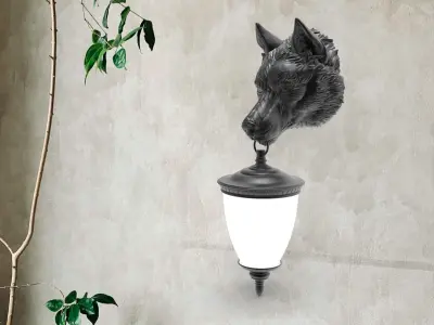 Wolf Head Wall Lamp 3D print model