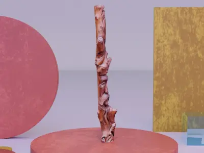 Wood sculpture old man 02 high-poly 3D model