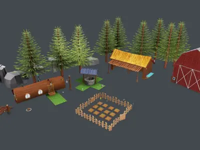Farm Pack Hand Painted Low-poly 3D model