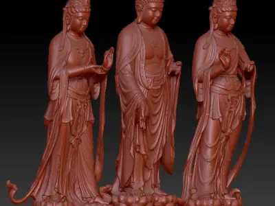 Western Three Saint Buddhas 3D print models 3D print model