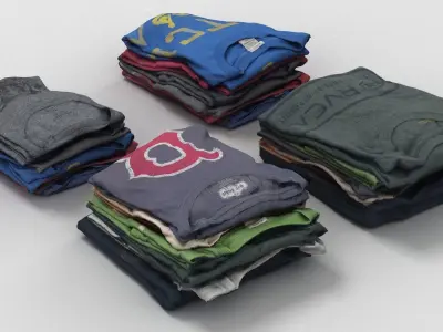 T-Shirt Collection stack of t-shirts 3D model