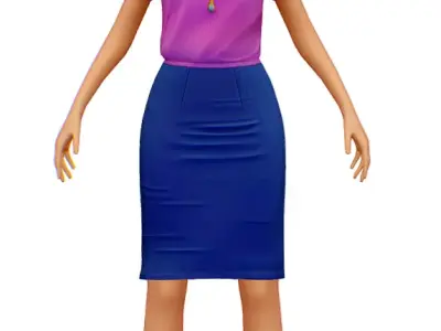 Young Woman - Smart Casual Clothes - Chic Street Style Outfit Low-poly 3D model