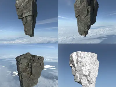 Low poly Floating Island Rock Pack Low-poly 3D model