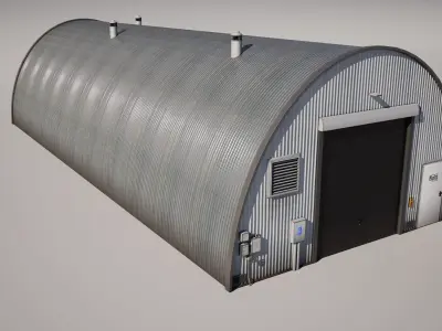 Industrial Hangar Building Low-poly 3D model