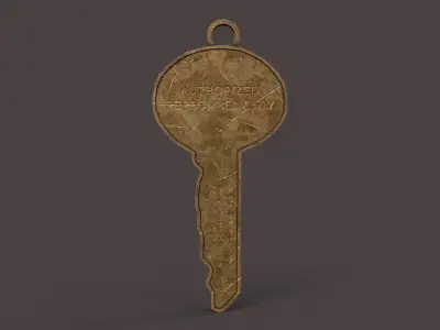 Medieval Copper Key Low-poly 3D model