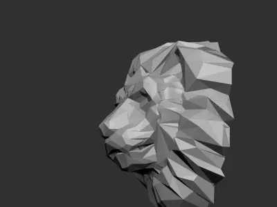 polygonal lion head 3D print model