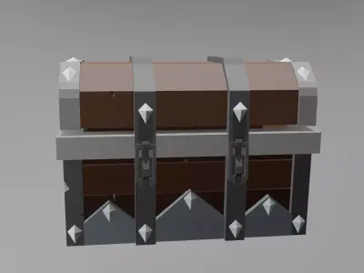 Lowpoly 3D model chest for game assets Low-poly 3D model